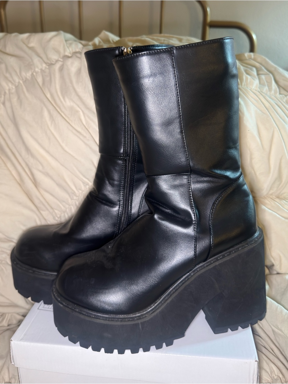 Dolls Kill Black Chunky Platform Ankle Boots - Picture 4 of 4